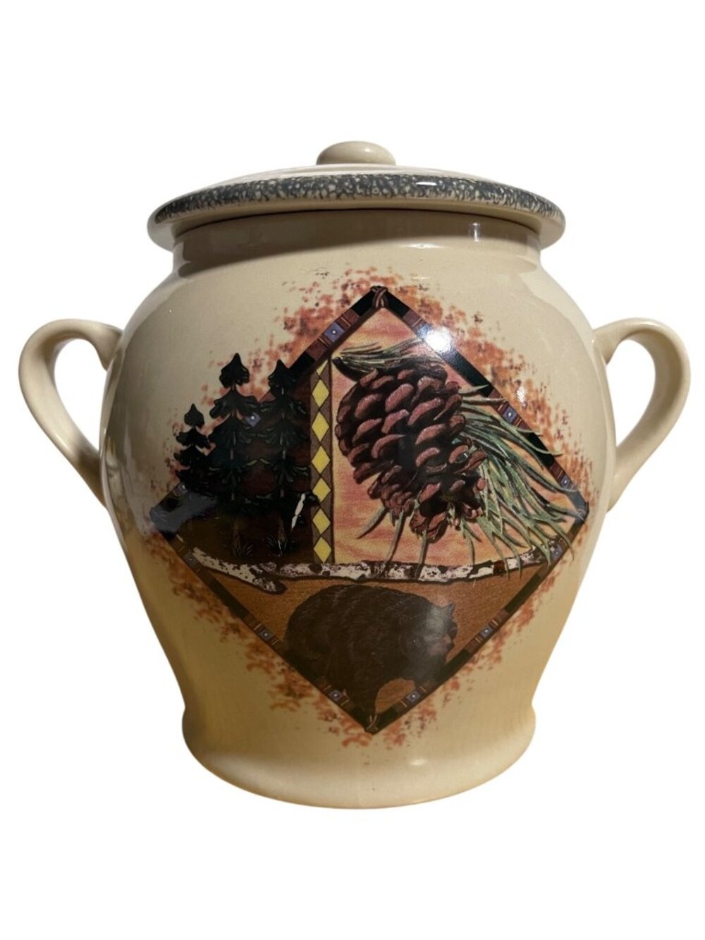 Home & Garden Party Northwoods Collection Canister & Lid Stoneware Cookie JarVTG